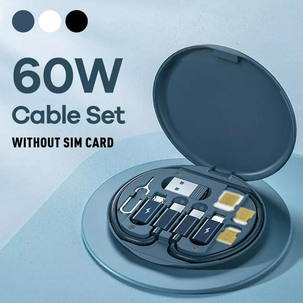 60W Charging Cable & Adapter Storage Box with Phone Stand