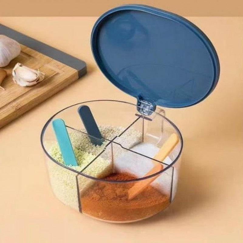4-Compartment Spice Storage Box with Flip Lids