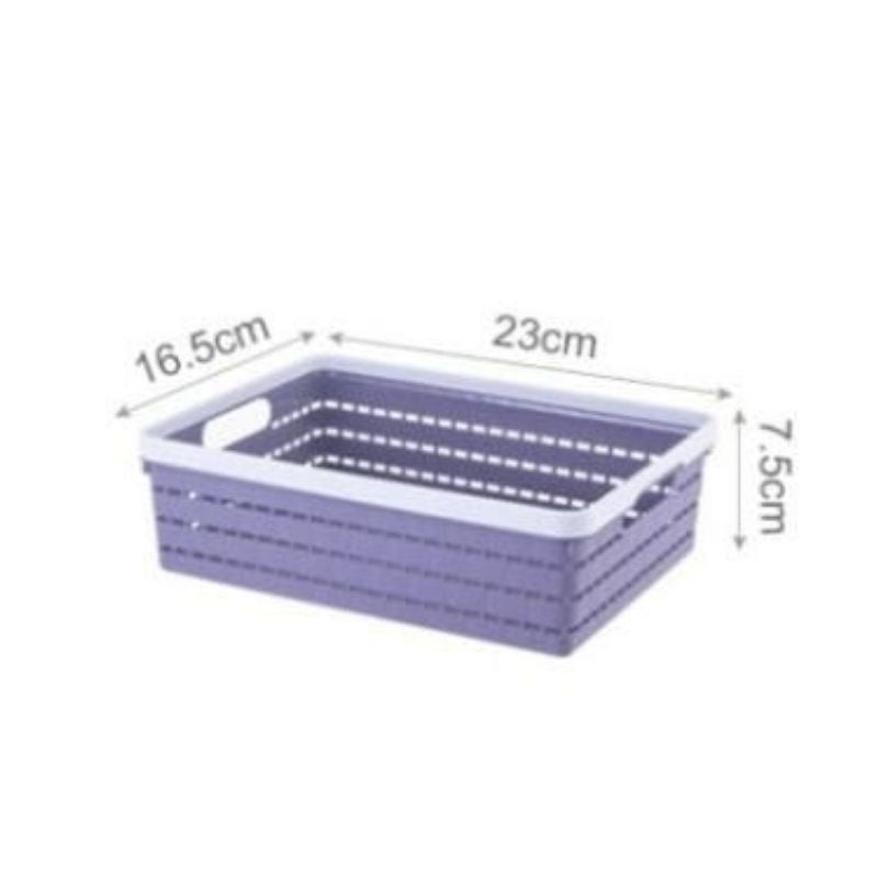 Woven Plastic Storage Basket with Handles - 23cm