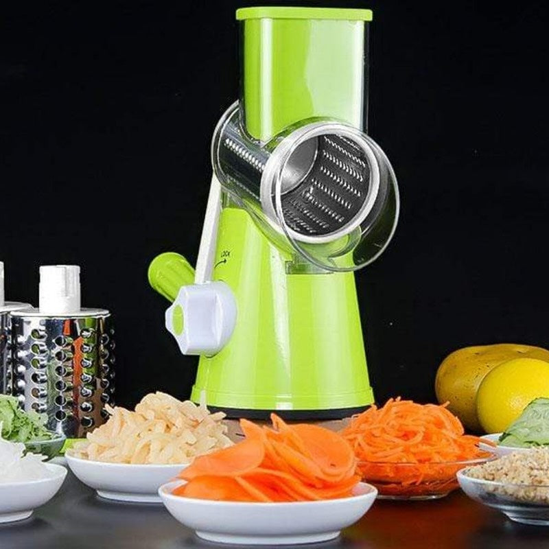 Manual Tabletop Drum Grater with 3 Stainless Steel Blades