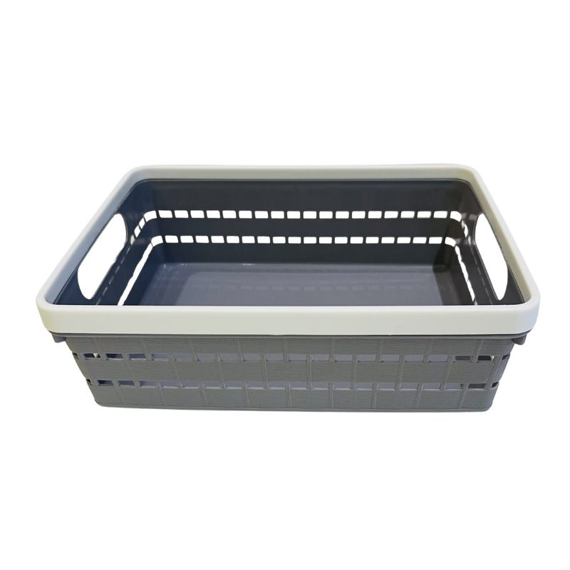 Woven Plastic Storage Basket with Handles - 23cm