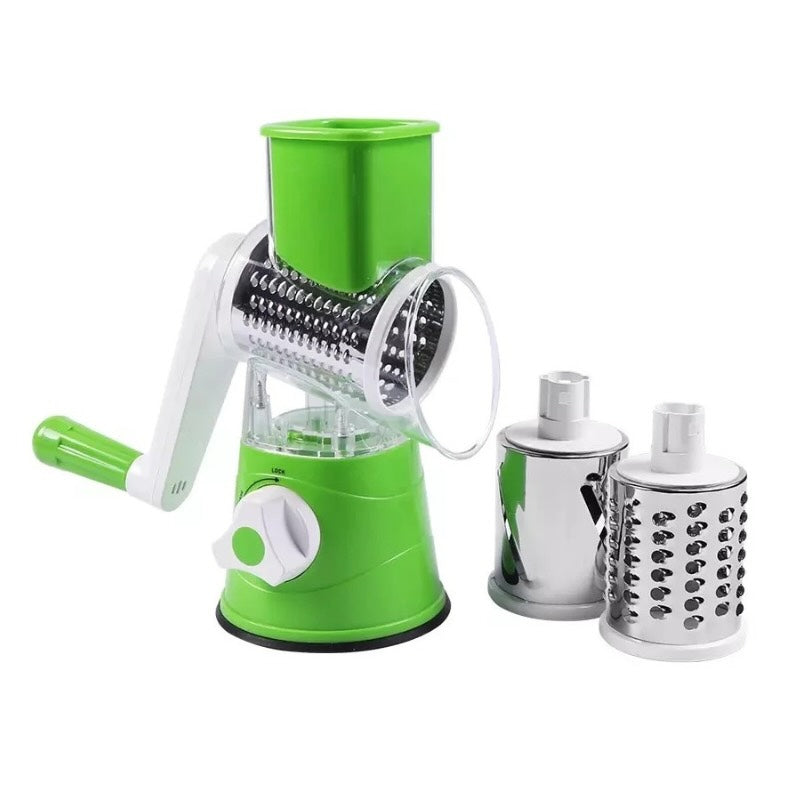 Manual Tabletop Drum Grater with 3 Stainless Steel Blades