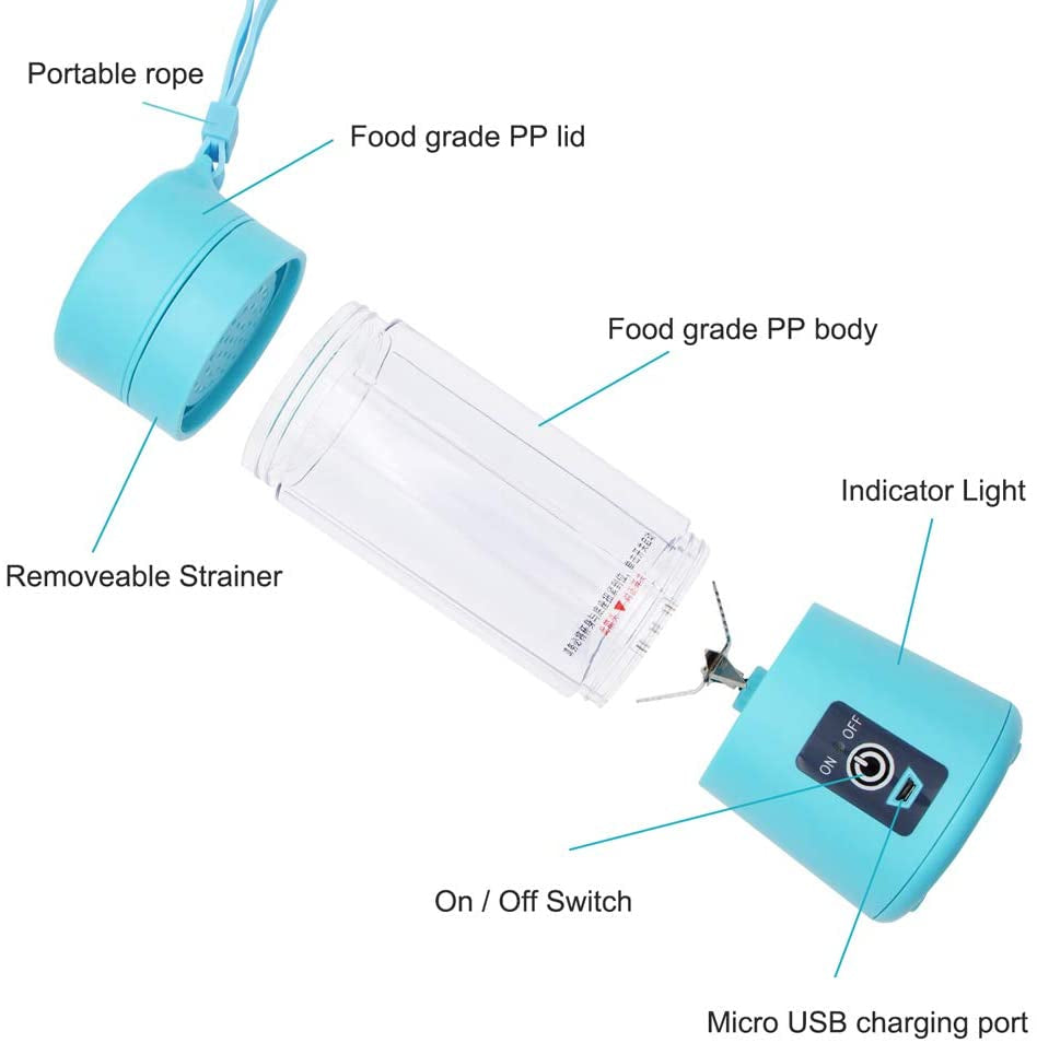 Portable 6-Blade USB Rechargeable Blender