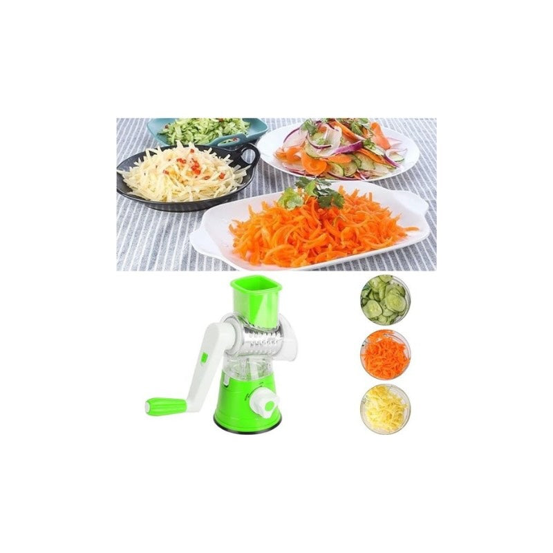 Manual Tabletop Drum Grater with 3 Stainless Steel Blades