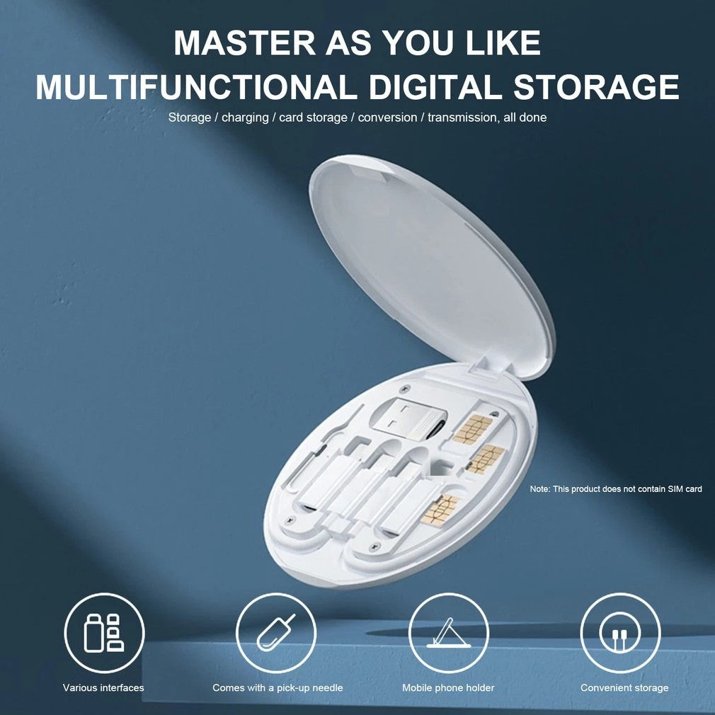 60W Charging Cable & Adapter Storage Box with Phone Stand