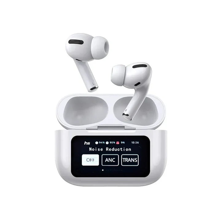 A9 Pro ANC Bluetooth 5.4 Earbuds with Smart Screen - White