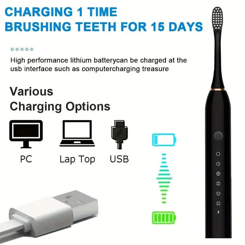 X3 Sonic Electric Toothbrush - 5 Modes, USB Rechargeable