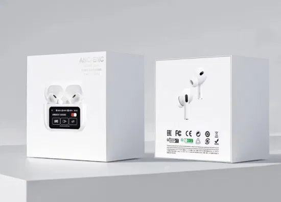 A9 Pro ANC Bluetooth 5.4 Earbuds with Smart Screen - White