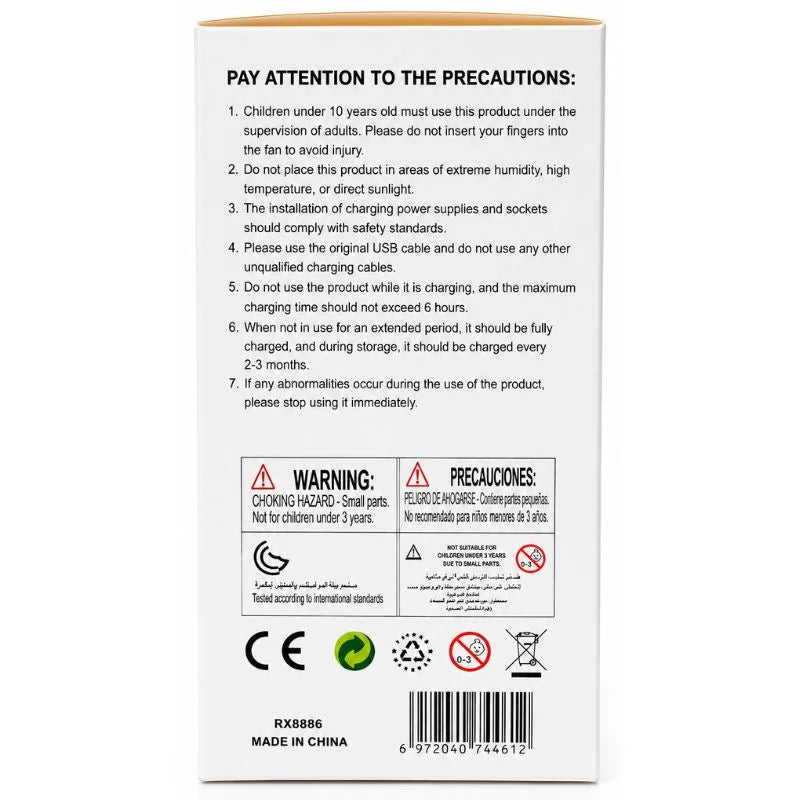 TurboFan rechargeable handheld USB mini fan with 3 speed modes