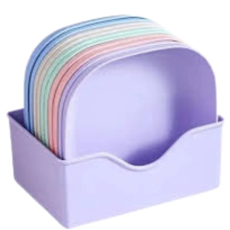 10-Piece Elliptical Plastic Dining Plate Set with Stand