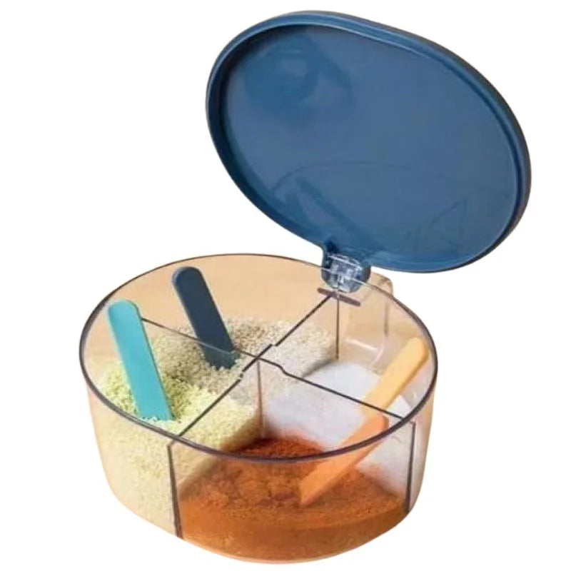 4-Compartment Spice Storage Box with Flip Lids