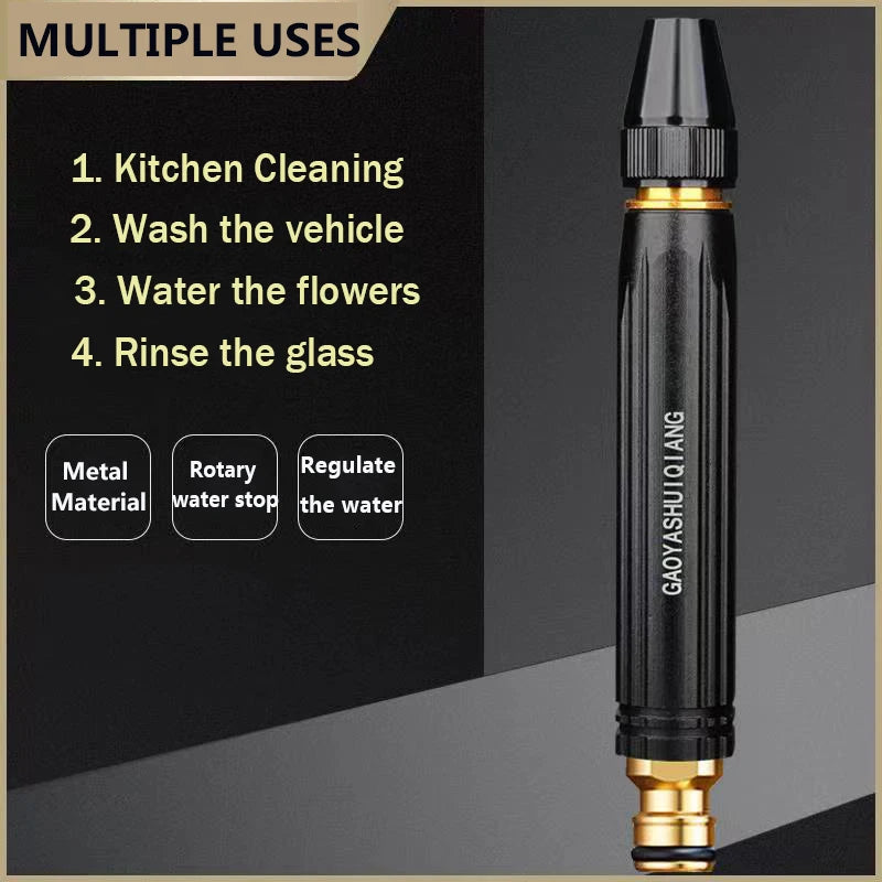 Adjustable High-Pressure Garden Spray Nozzle - Black