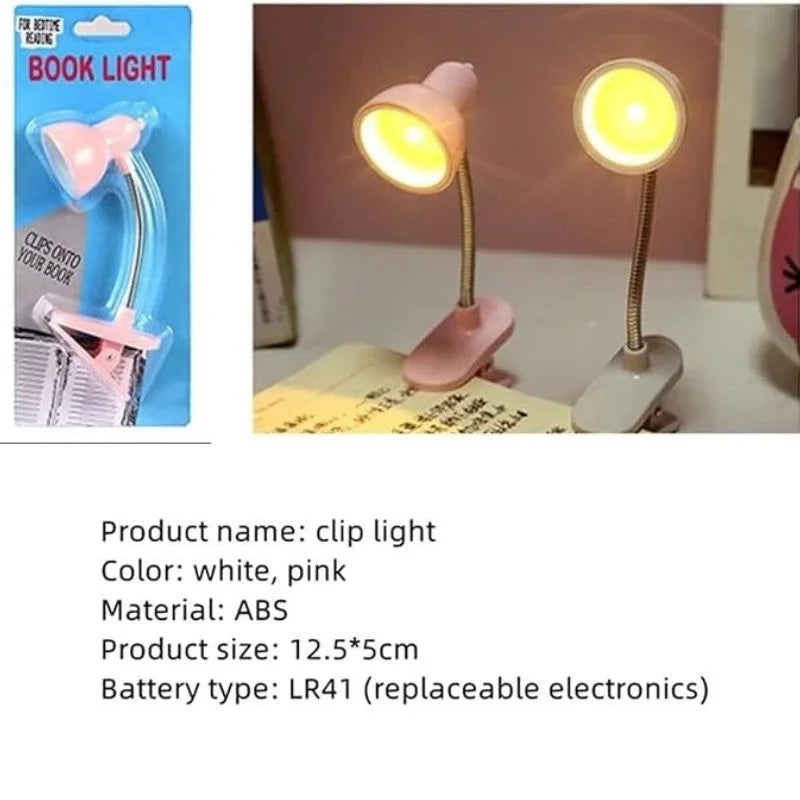Portable mini clip-on LED book light for reading