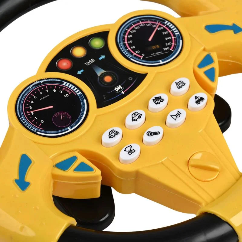 Interactive kids steering wheel driving toy with sound effects