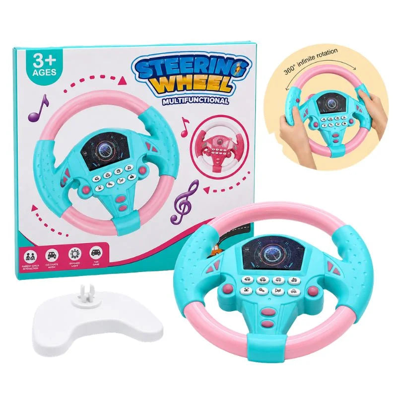 Interactive kids steering wheel driving toy with sound effects