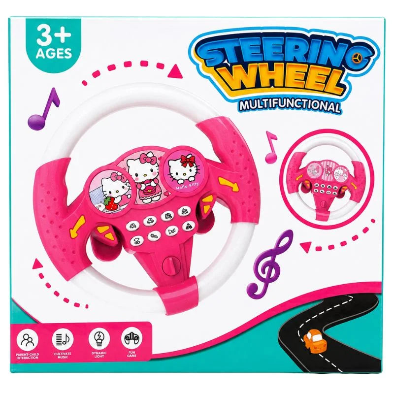 Interactive kids steering wheel driving toy with sound effects
