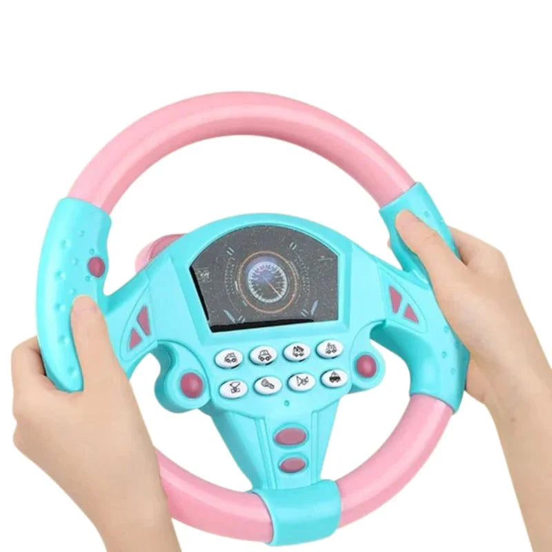 Interactive kids steering wheel driving toy with sound effects