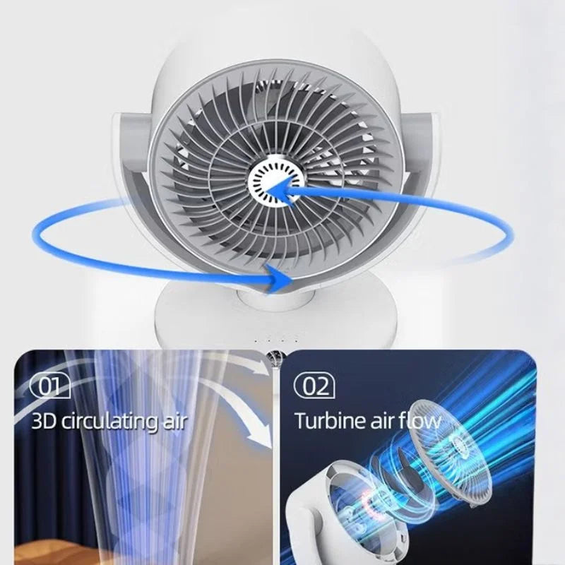 FT-905 rechargeable oscillating desktop fan with LED display