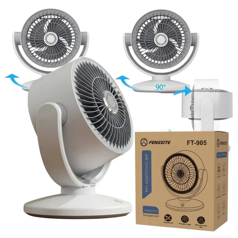 FT-905 rechargeable oscillating desktop fan with LED display