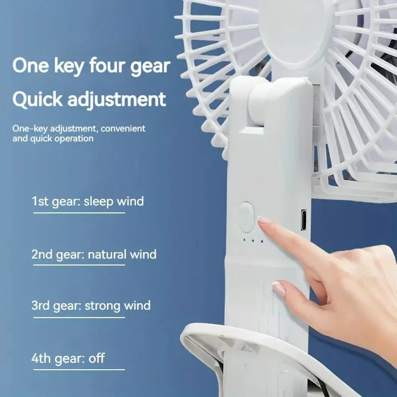 Rechargeable 3-in-1 clip fan for handheld desktop and wall use