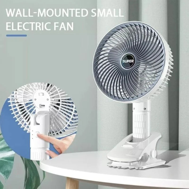 Rechargeable 3-in-1 clip fan for handheld desktop and wall use