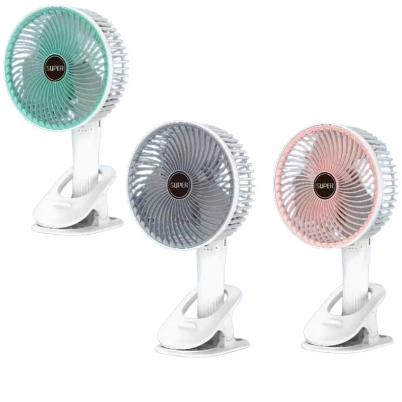 Rechargeable 3-in-1 clip fan for handheld desktop and wall use