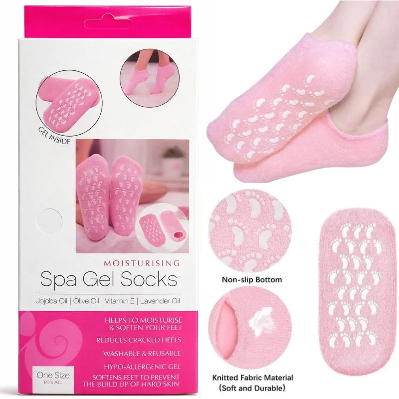 Reusable silicone spa gel socks for dry feet