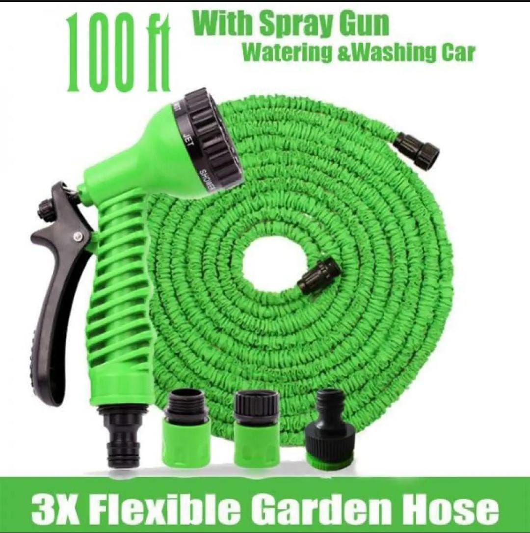100ft Expandable Garden Hose with Multi-Spray Gun