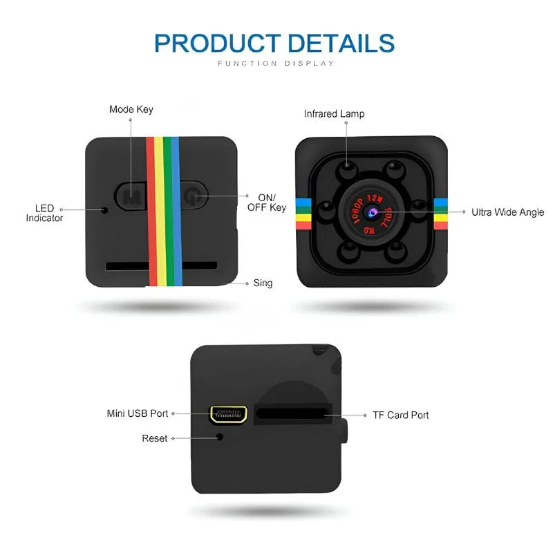 SQ11 mini HD 1080P camera with night vision and motion detection