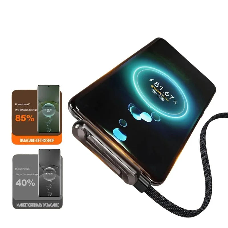 USB-C 240W fast charging cable with foldable phone stand