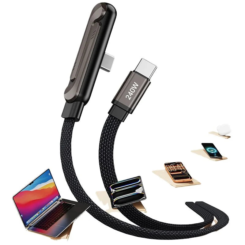 USB-C 240W fast charging cable with foldable phone stand