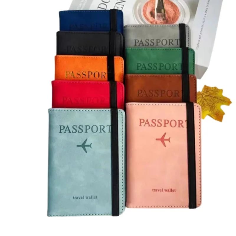 RFID blocking PU leather passport wallet and travel document holder