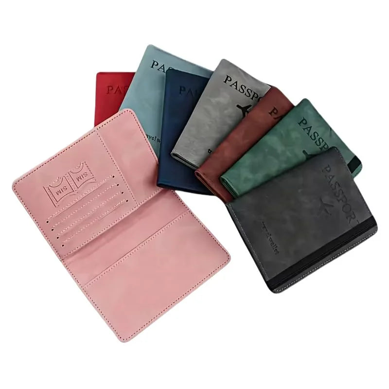 RFID blocking PU leather passport wallet and travel document holder