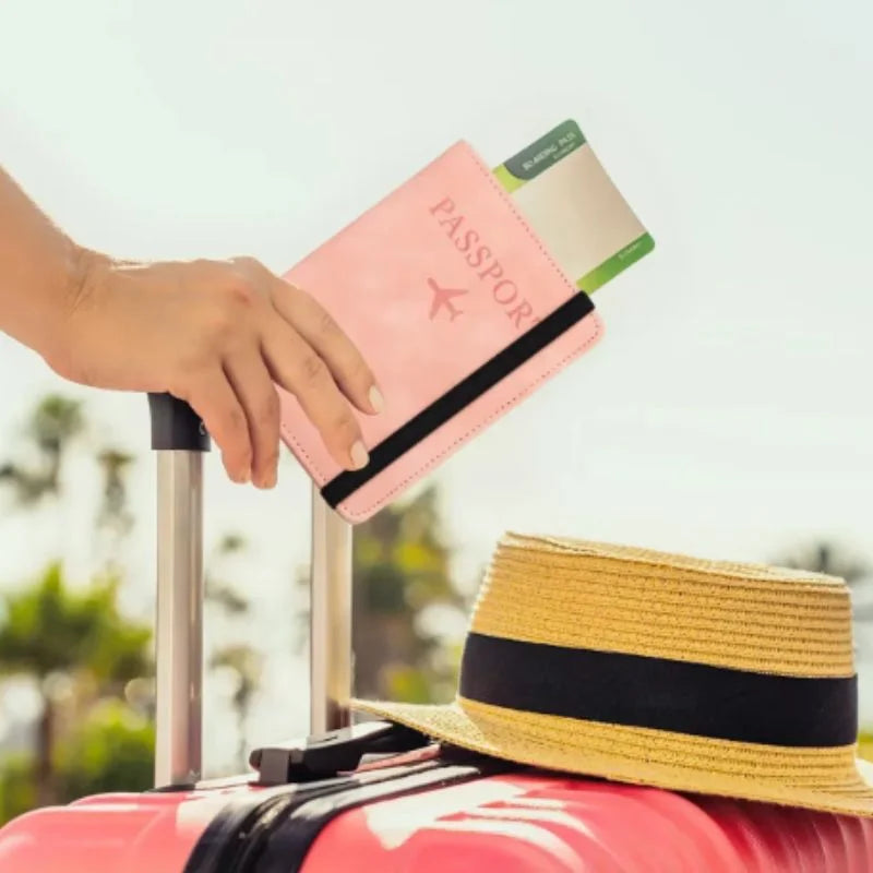 RFID blocking PU leather passport wallet and travel document holder