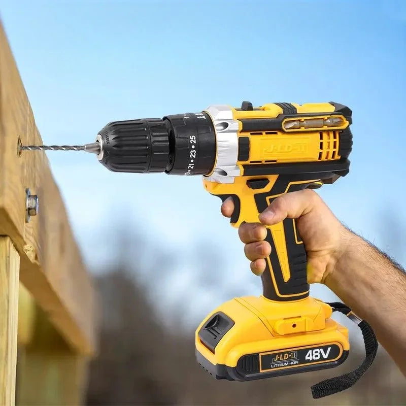 Cordless drill machine kit with 26 accessories