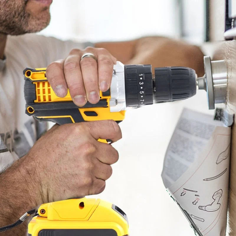 Cordless drill machine kit with 26 accessories