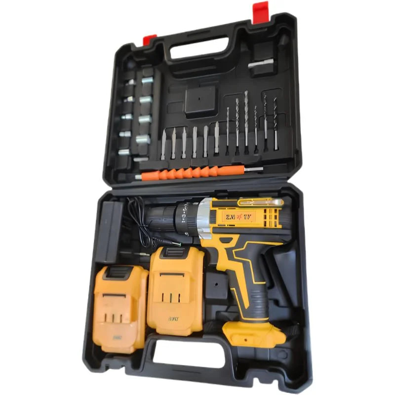 Cordless drill machine kit with 26 accessories