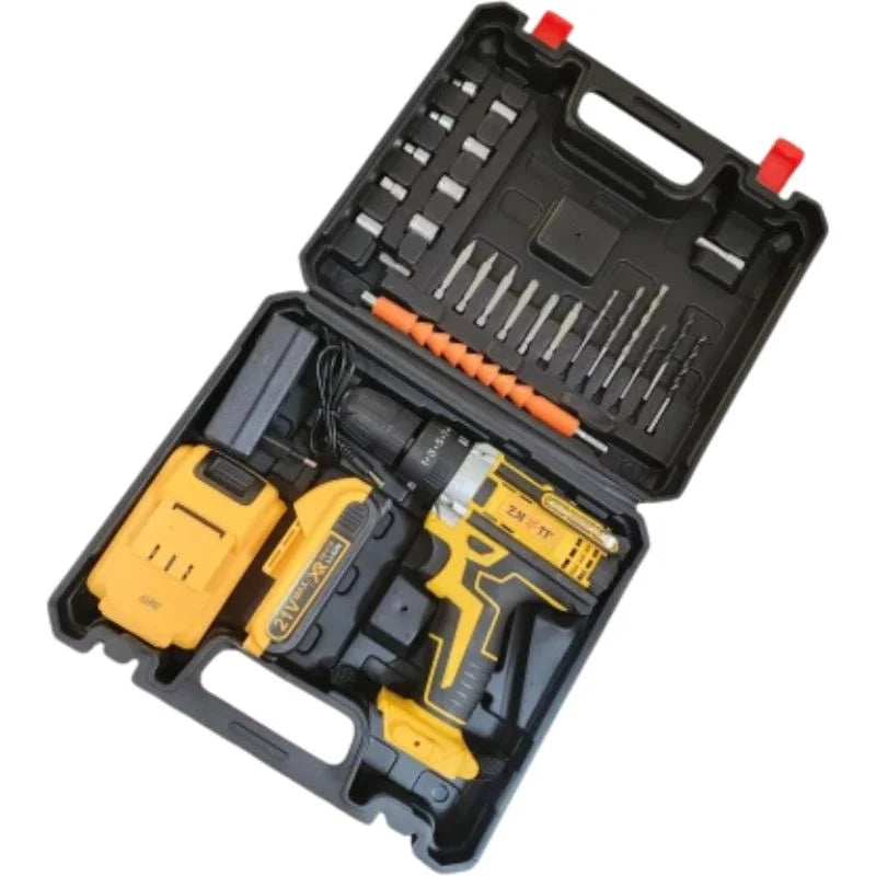 Cordless drill machine kit with 26 accessories