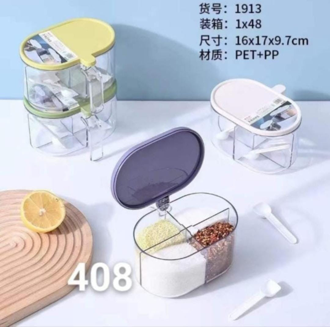 4-Compartment Spice Storage Box with Flip Lids