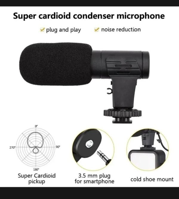 AY-49 Video Making Kit with Tripod, LED Light & Microphone