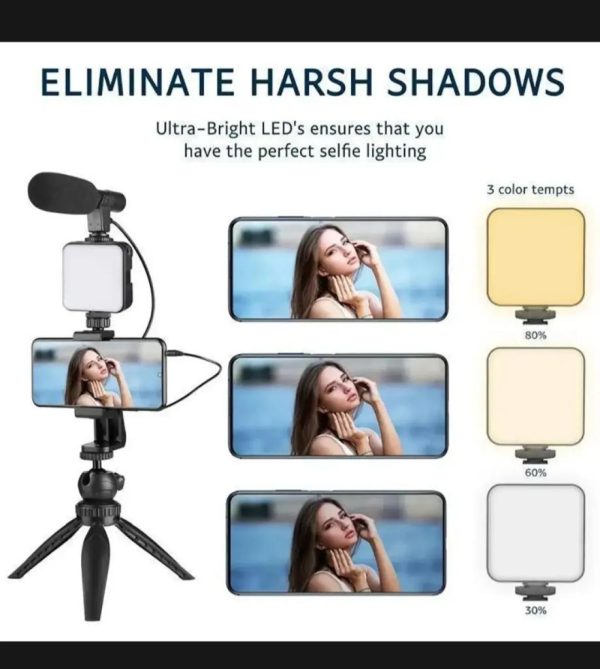 AY-49 Video Making Kit with Tripod, LED Light & Microphone