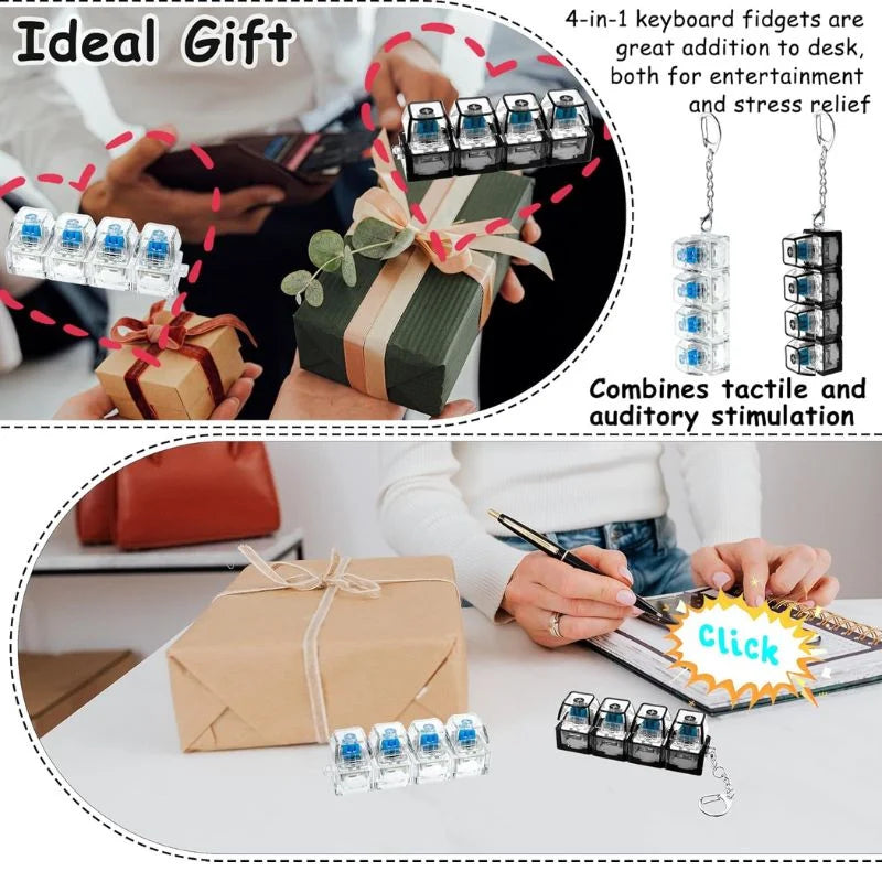 4-Key Mechanical Keyboard Clicker Keychain