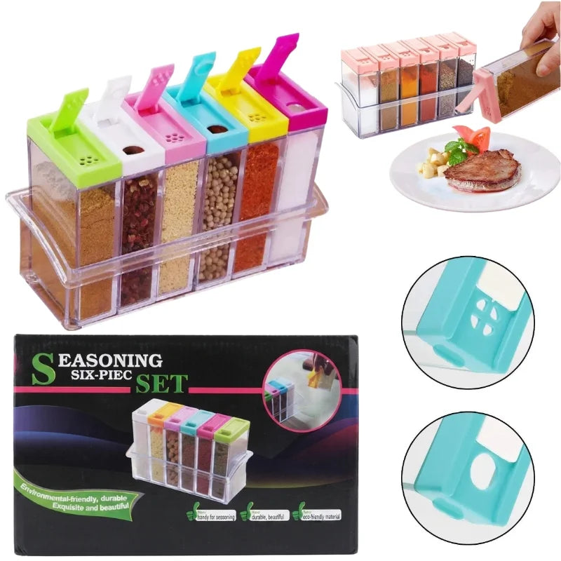 6-piece spice jar dispenser and masala rack