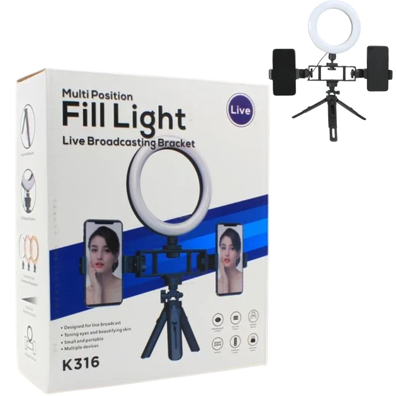 6-inch ring fill light with tripod and phone holder