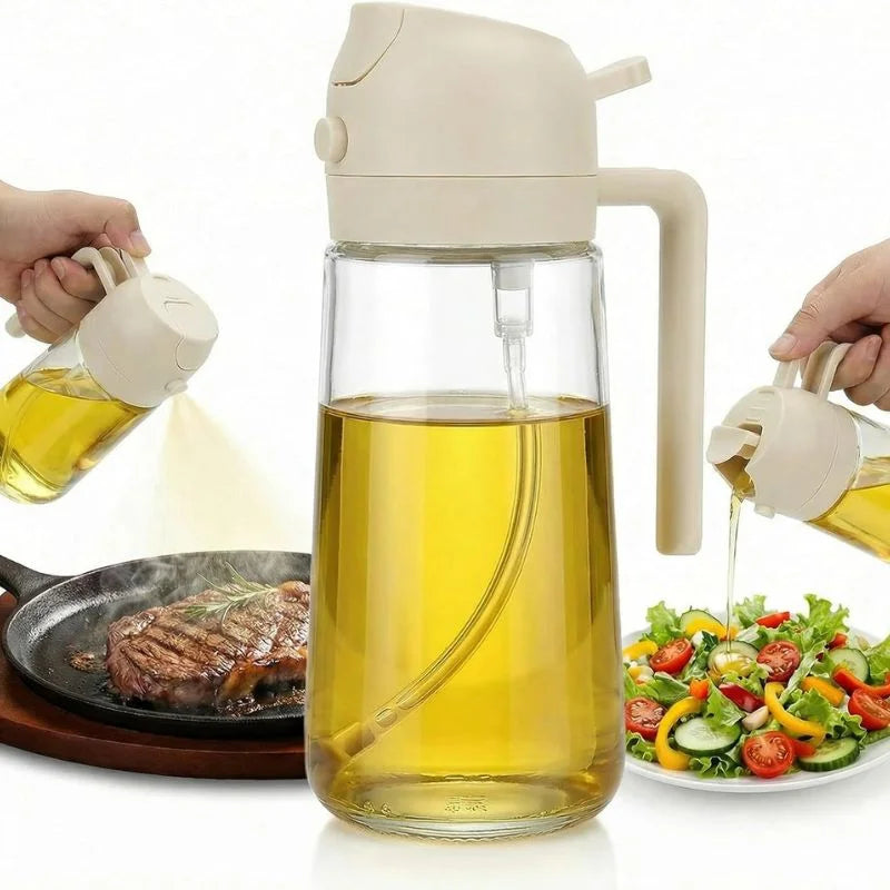 2-in-1 Glass Oil Spray Bottle - 450ml