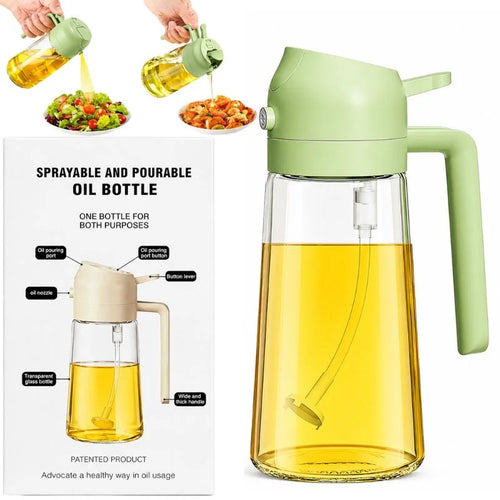 2-in-1 glass oil spray bottle 450ml